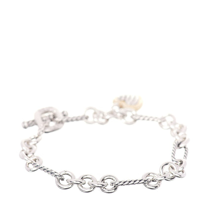 David Yurman Sterling Silver 18K Yellow Gold Cable Heart Charm Bracelet 3 of 4
