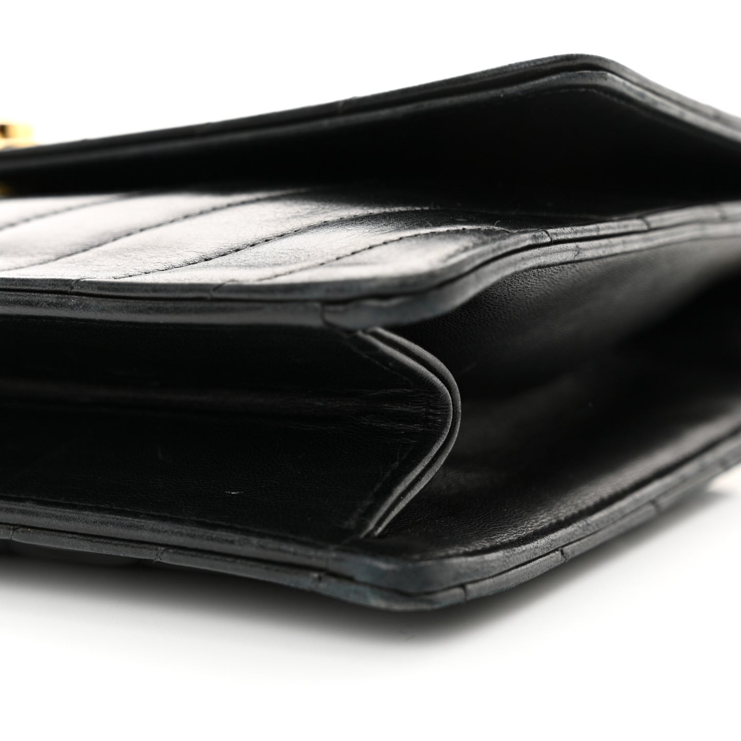 Lambskin Chevron Quilted Flap Black