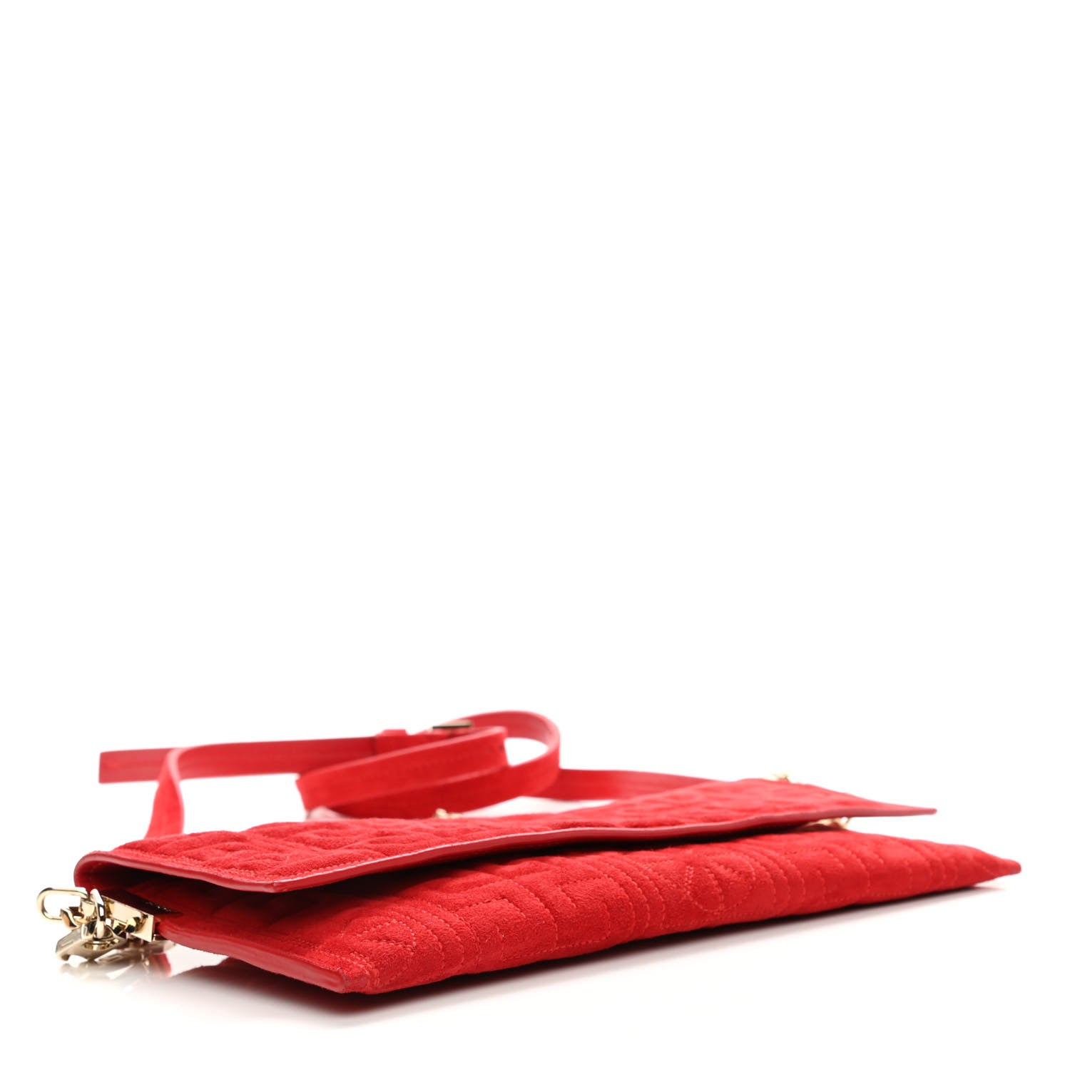 Versace Suede Quilted The Greek Crossbody Clutch Red 6 of 21