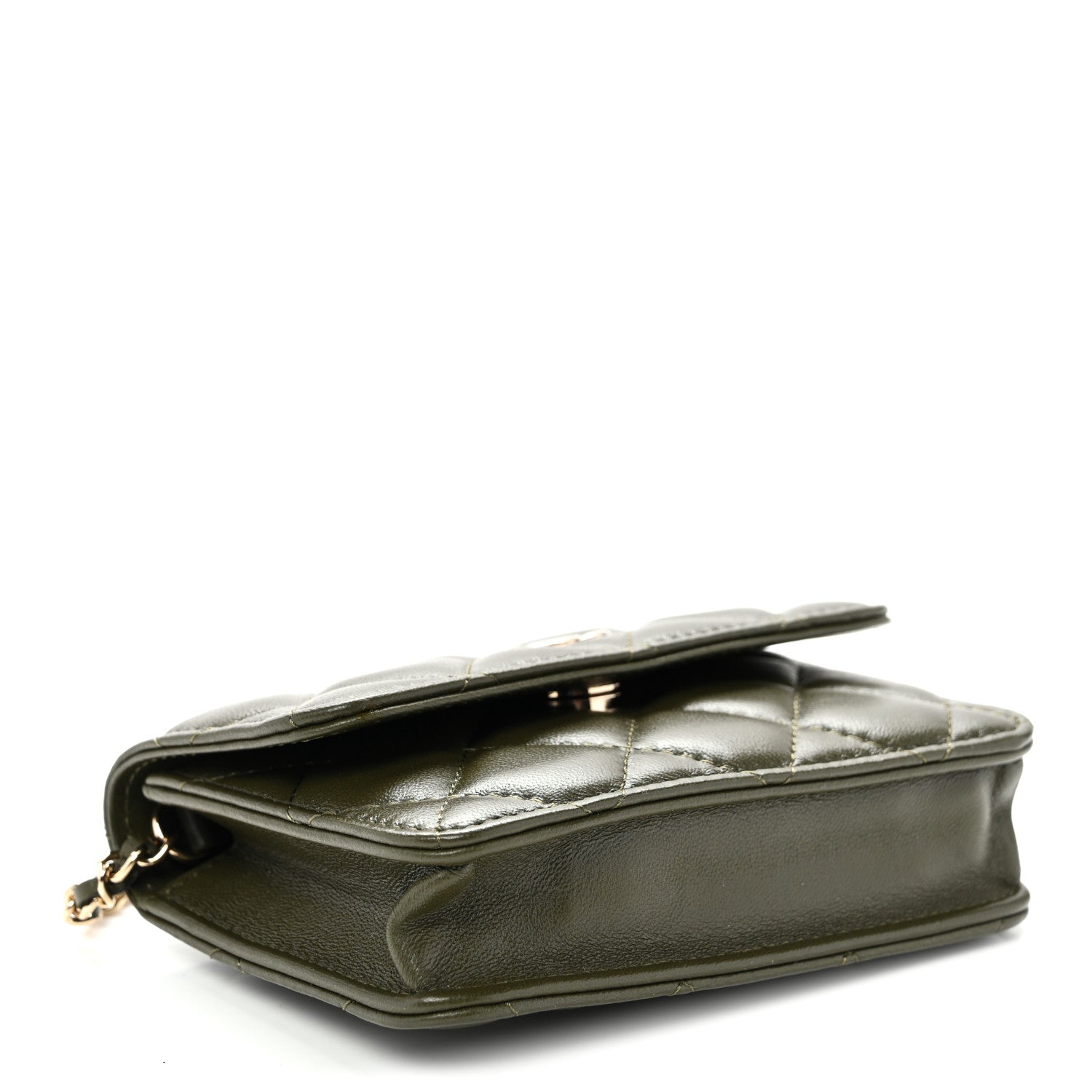 Chanel Lambskin Quilted Clutch With Chain Green 4 of 11