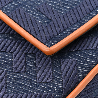 Fendi Denim Vitello King FF Embroidered Large Baguette Blue Cuoio 13 of 13