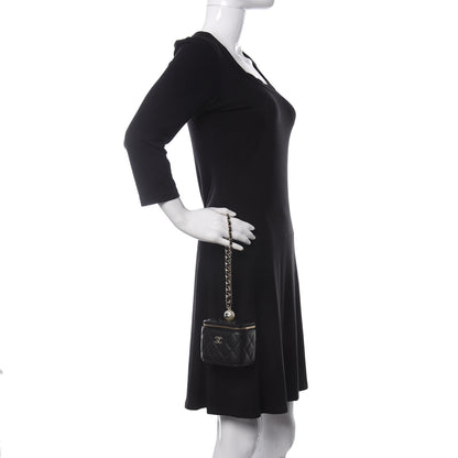 Chanel Caviar Quilted Mini Pearl On Top Vanity Case With Chain Black 2 of 10