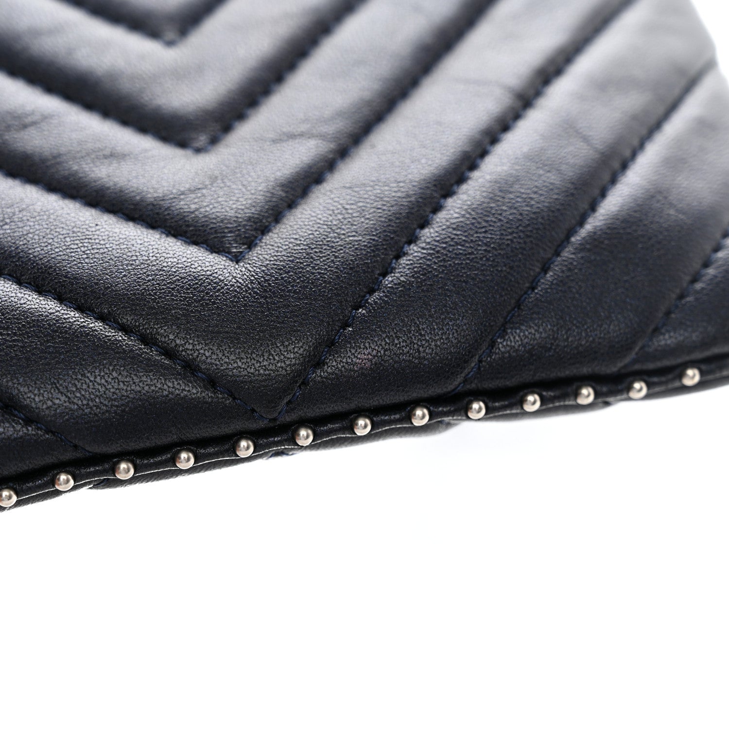 Chanel Lambskin Chevron Quilted Studded Small Cosmetic Case Black 11 of 11
