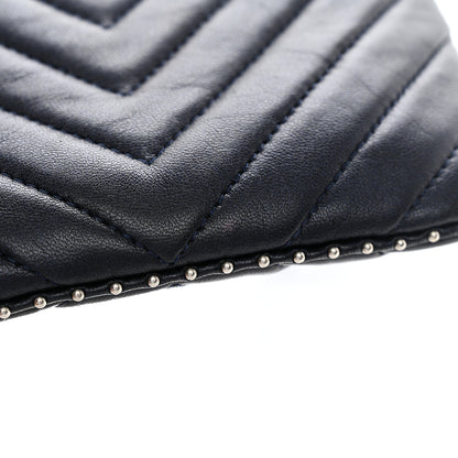 Chanel Lambskin Chevron Quilted Studded Small Cosmetic Case Black 11 of 11