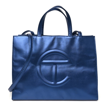 Telfar Metallic Vegan Leather Medium Shopping Bag Cobalt 1 of 10