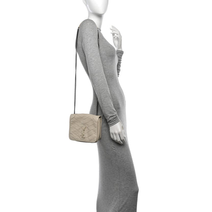 Saint Laurent Crinkled Calfskin Matelasse Monogram Niki Chain Wallet Crema Soft 2 of 15