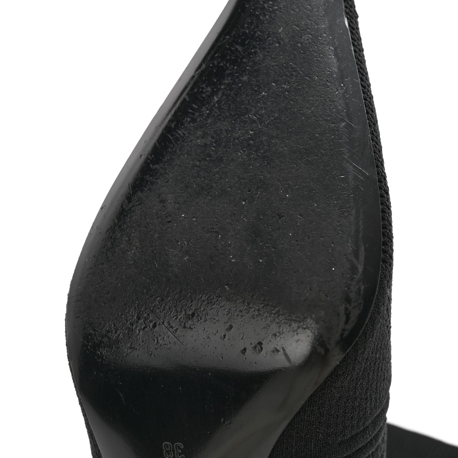 Balenciaga Textured Recycled Knit Logo Extreme Pointed Toe Knife 2.0 Booties 38 Black 10 of 10