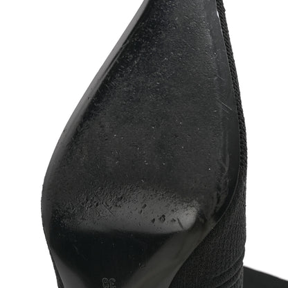 Balenciaga Textured Recycled Knit Logo Extreme Pointed Toe Knife 2.0 Booties 38 Black 10 of 10