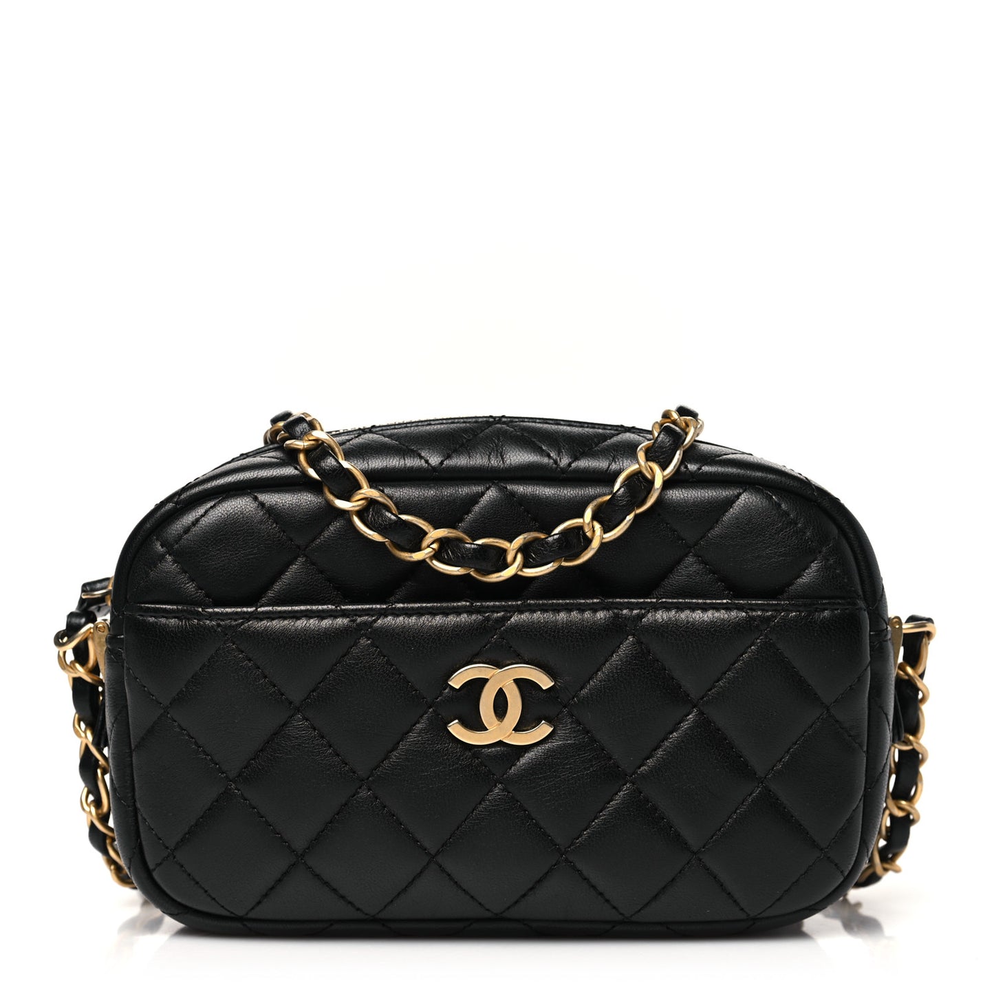 Lambskin Quilted Small Timeless Camera Case Black