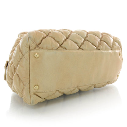 Chanel Lambskin Bubble Quilt Bowler Beige 4 of 12