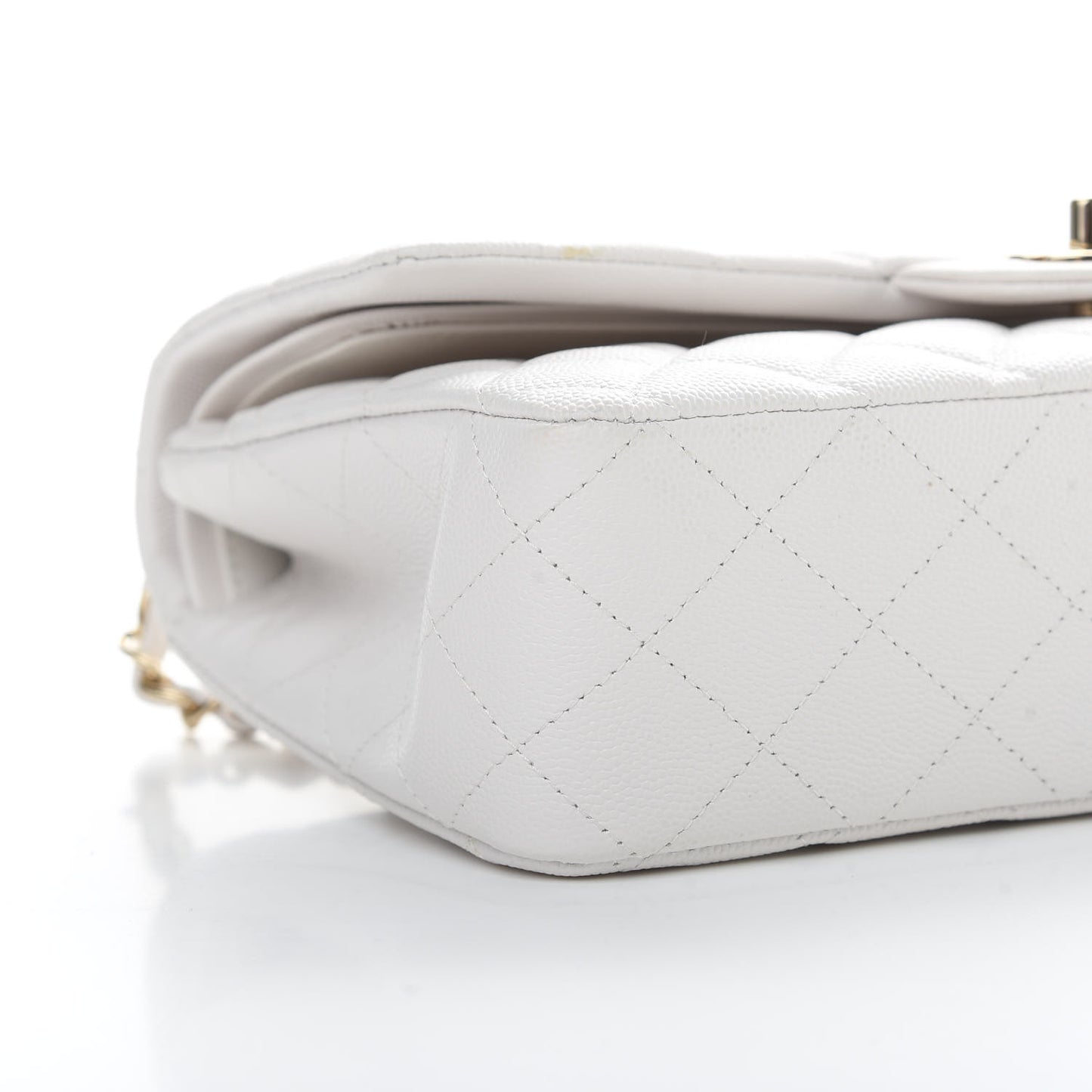 Caviar Quilted Medium Double Flap White