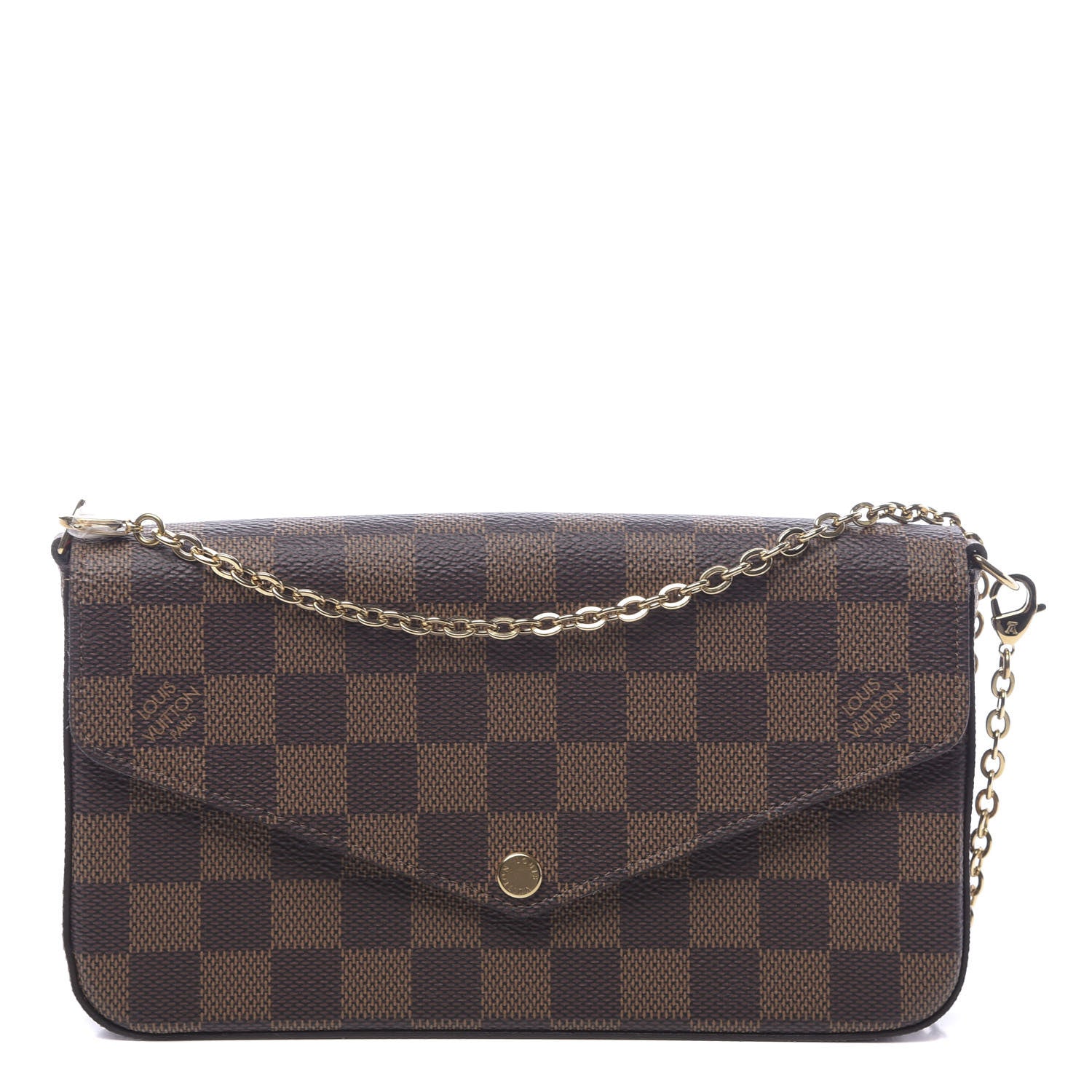Louis Vuitton Damier Ebene Pochette Felicie Chain Wallet 1 of 10