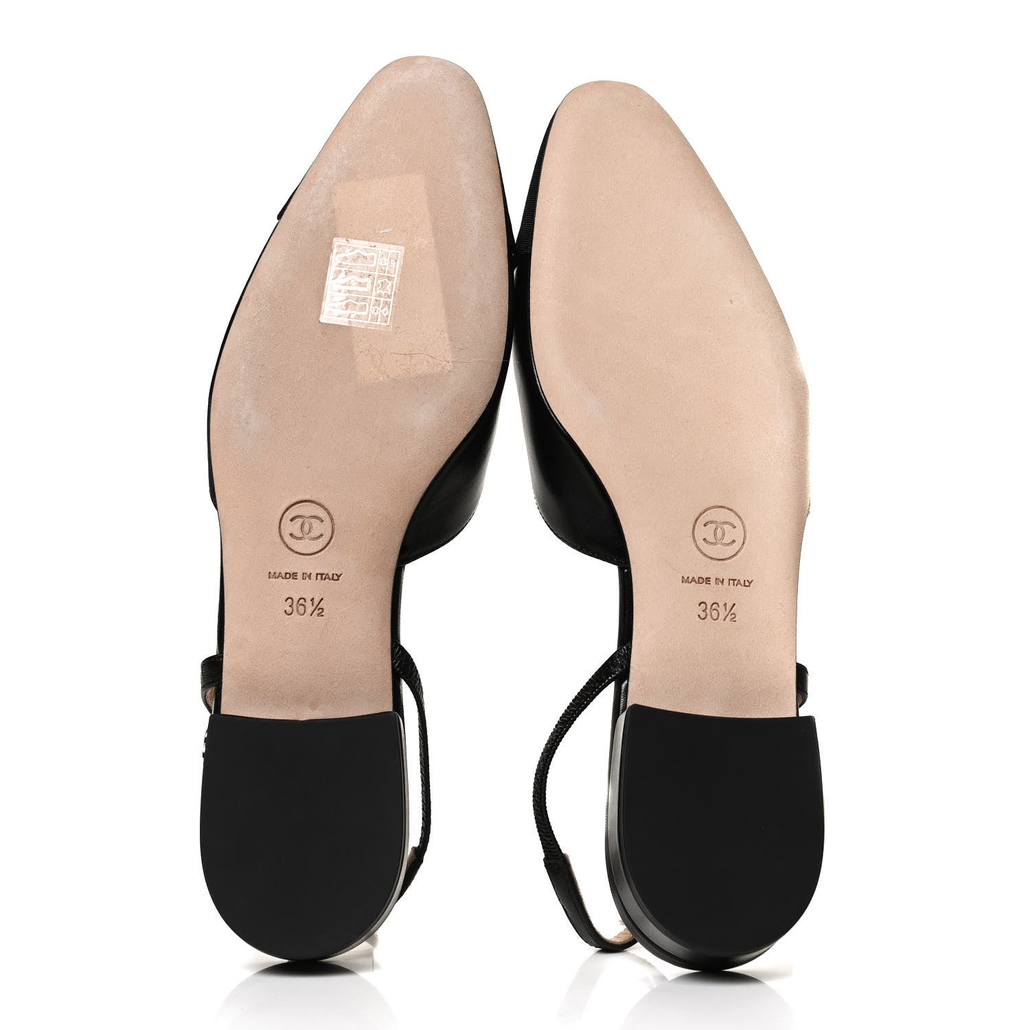 Chanel Goatskin Grograin Cap Toe CC Slingback 36.5 Black 7 of 9