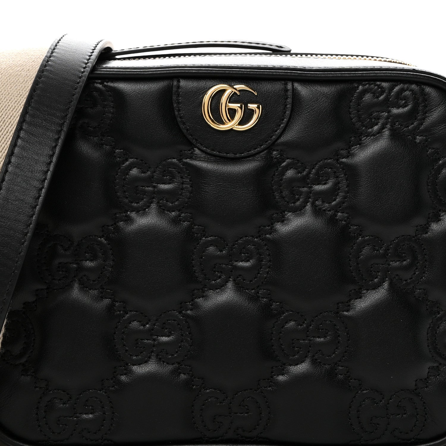 Gucci Calfskin GG Matelasse Shoulder Bag Black Natural 9 of 11