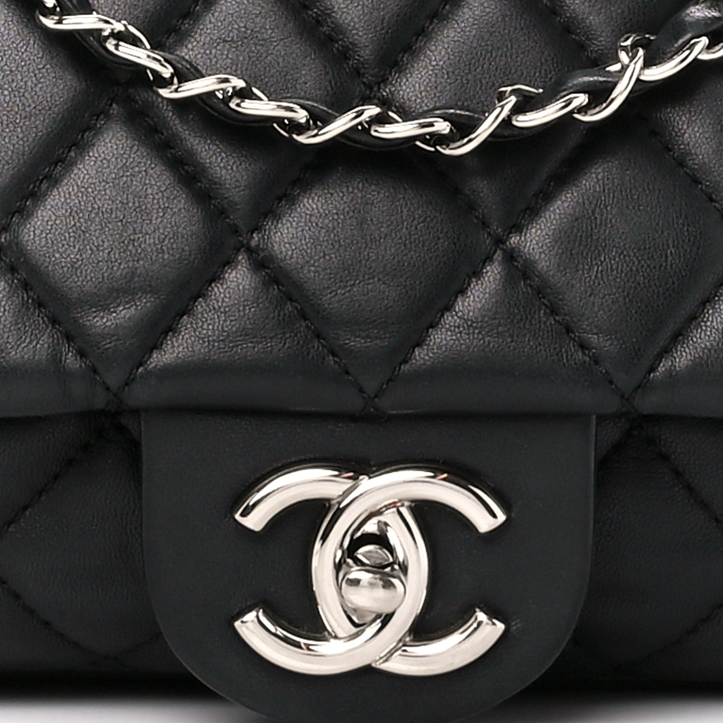 Lambskin Quilted Jumbo Coco Rain Flap Black