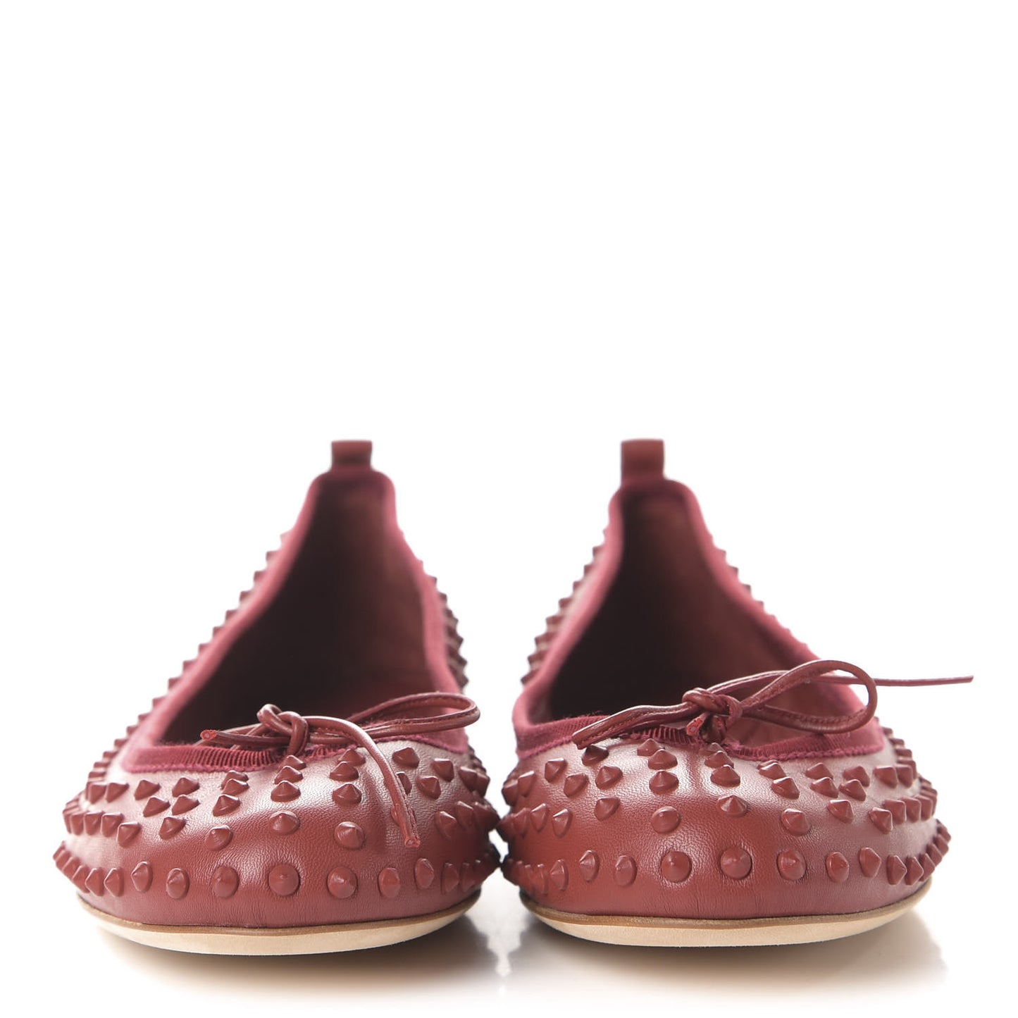 Calfskin Studded Ballerina Flats 38 Red