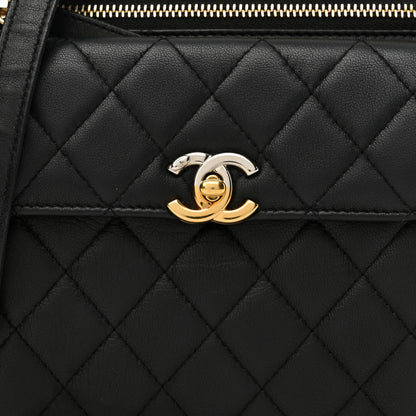 Chanel Lambskin Quilted Square Front Pocket Clutch With Chain Black 8 of 14
