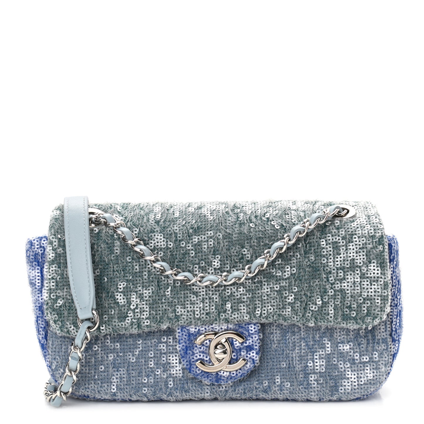 Sequin Mini Waterfall Flap Light Blue