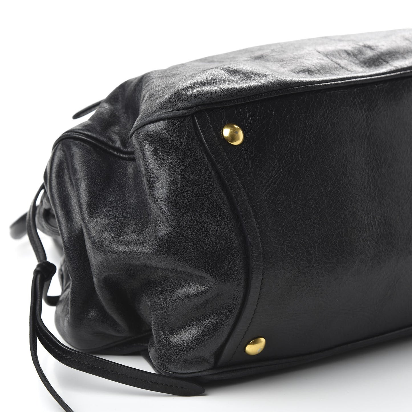 Vitello Shine Bow Shopping Tote Black