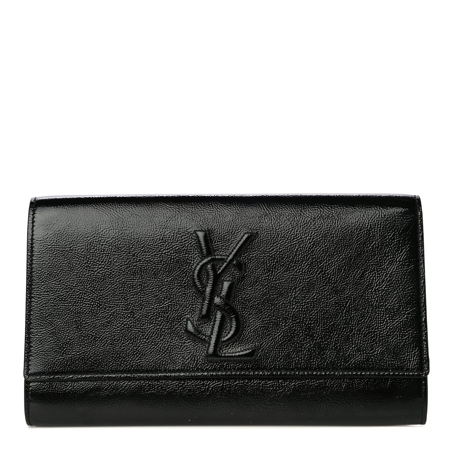 Textured Patent Monogram Large Belle De Jour Clutch Black