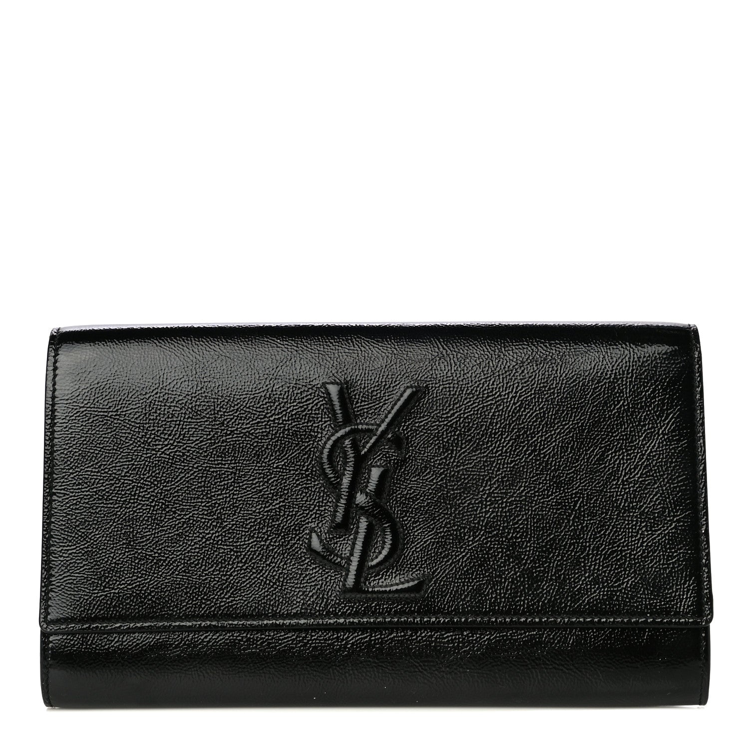 Saint Laurent Textured Patent Monogram Large Belle De Jour Clutch Black 1 of 13