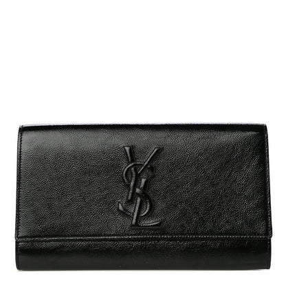 Saint Laurent Textured Patent Monogram Large Belle De Jour Clutch Black 1 of 13