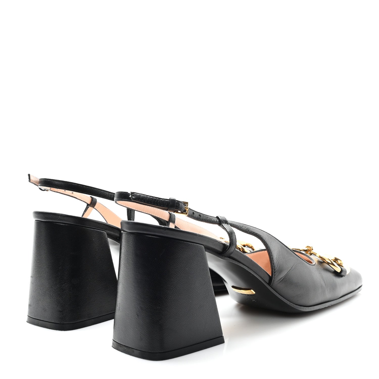 Gucci Malaga Kid Horsebit 75mm Slingback Pumps 39.5 Black 5 of 9