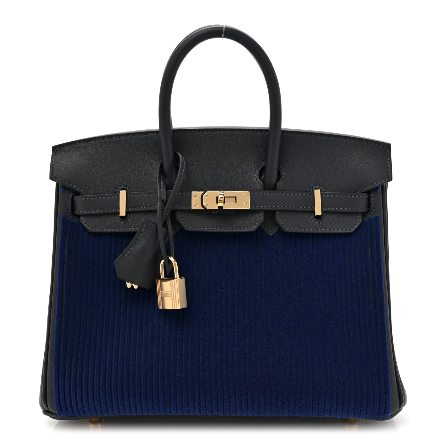 Velours Côte à Côte Tuffetage Swift Birkin 25 Caban Bleu Saphir