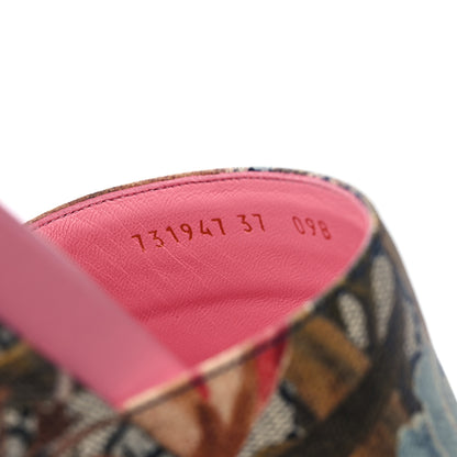 Gucci GG Supreme Monogram Water Flora Angelina Platform Slide Sandals 37 Beige Blue Multicolor 8 of 8