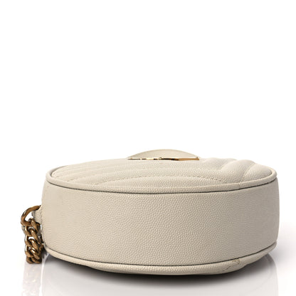 Saint Laurent Grain De Poudre Matelasse Chevron Quilted Round Vinyle Camera Bag Blanc Vintage 4 of 8