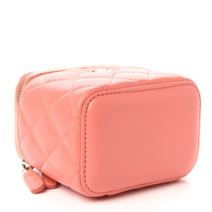 Chanel Lambskin Quilted Mini Vanity Case With Chain Coral 4 of 11