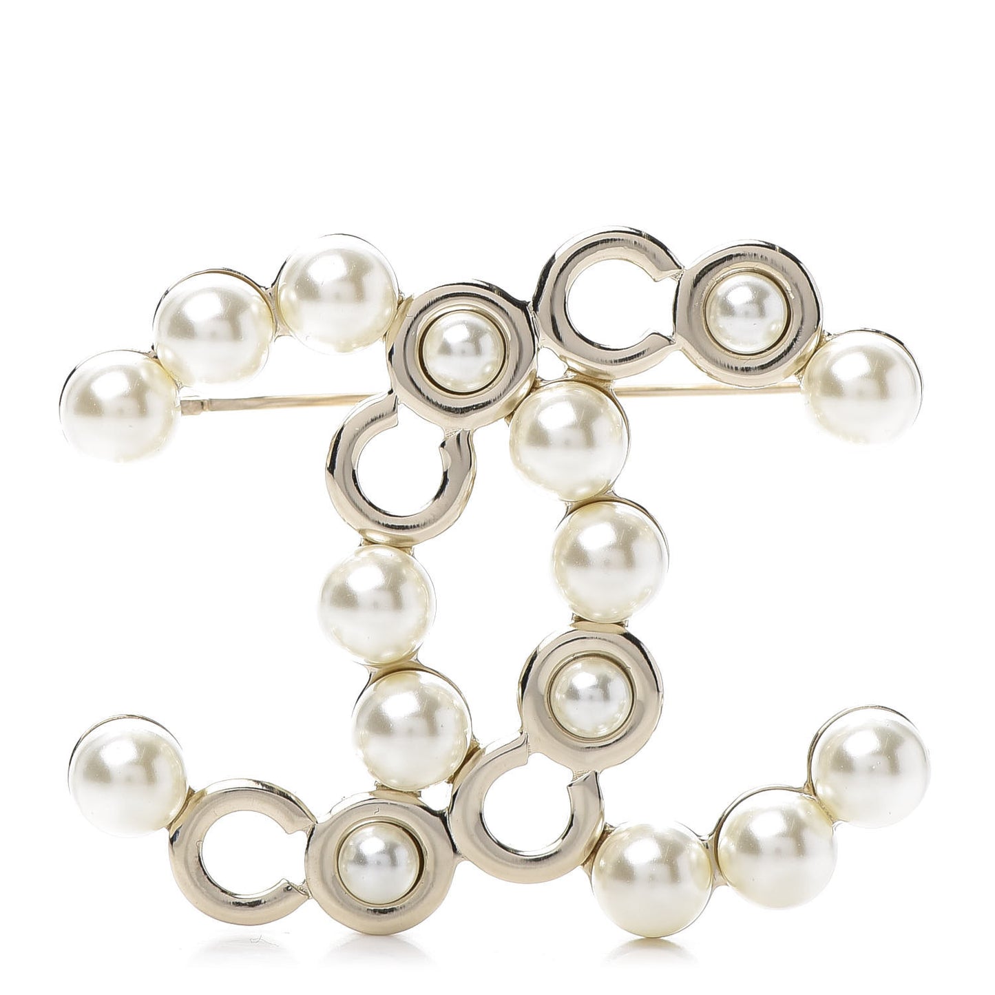 Pearl Coco CC Brooch Gold