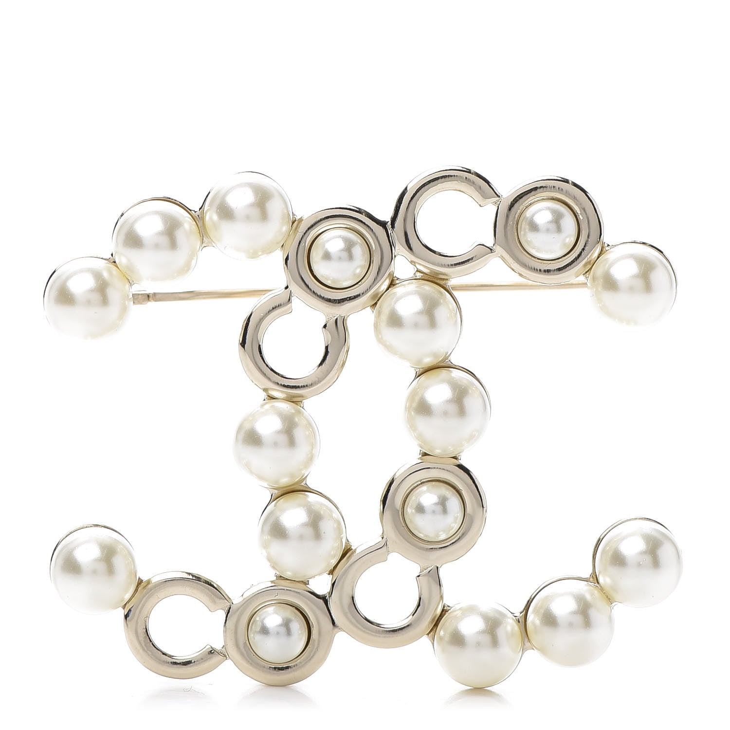 Chanel Pearl Coco CC Brooch Gold 1 of 5
