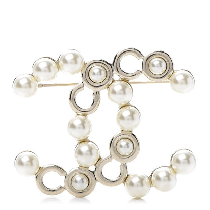 Chanel Pearl Coco CC Brooch Gold 1 of 5