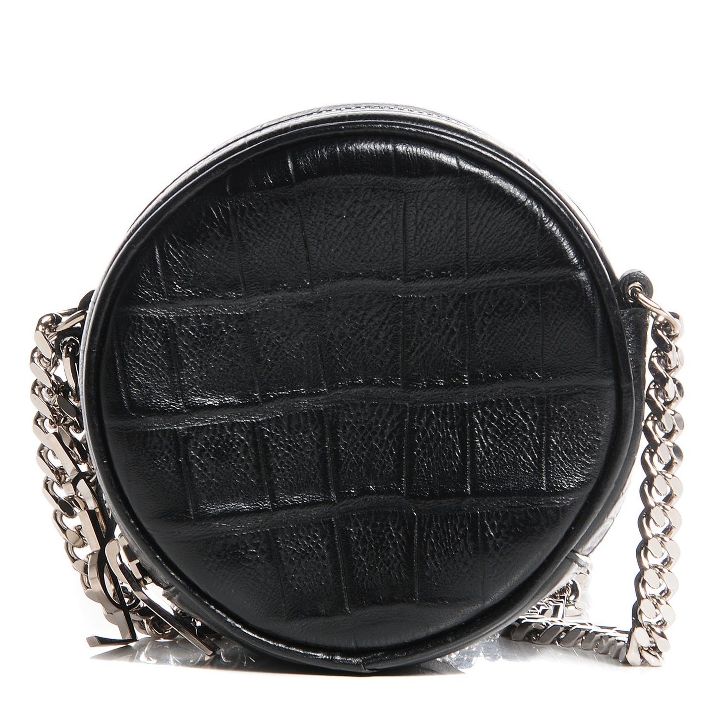 Bubble Croc-Effect Leather Small Crossbody Black