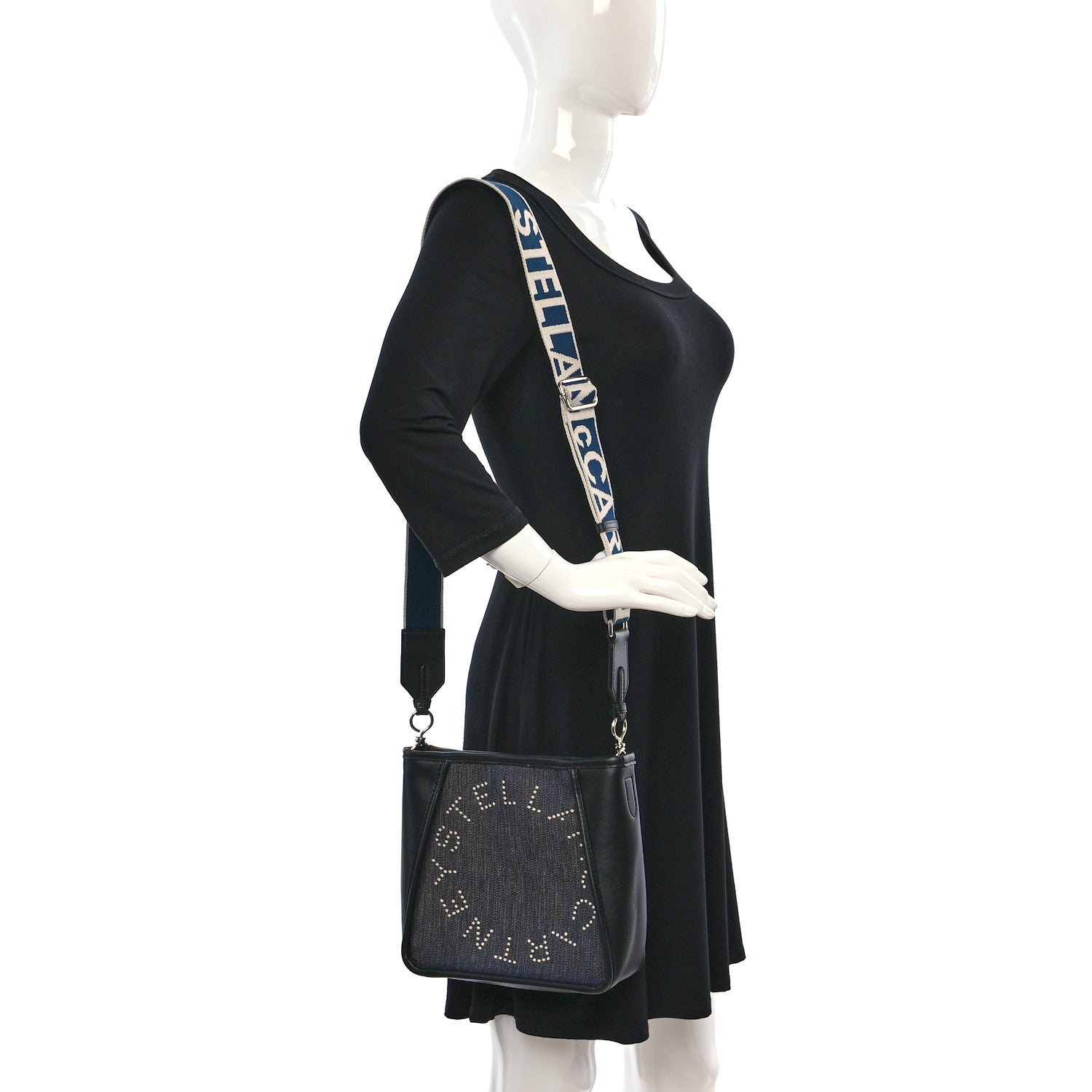 Stella McCartney Eco Alter Denim Perforated Logo Mini Crossbody 2 of 12