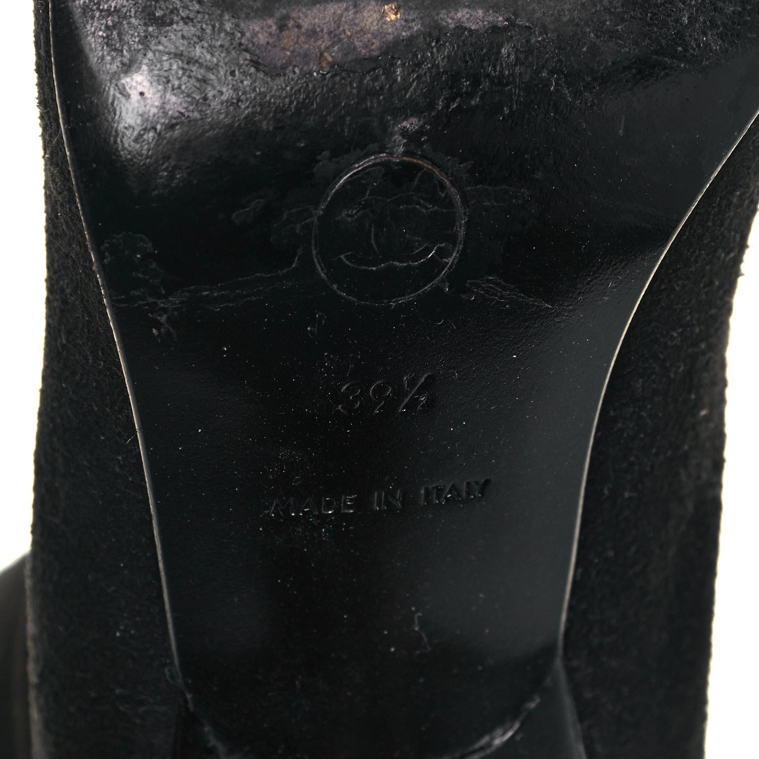 Chanel Suede Calfskin Patent CC Cap Toe Knee High Boots 39.5 Black 6 of 8