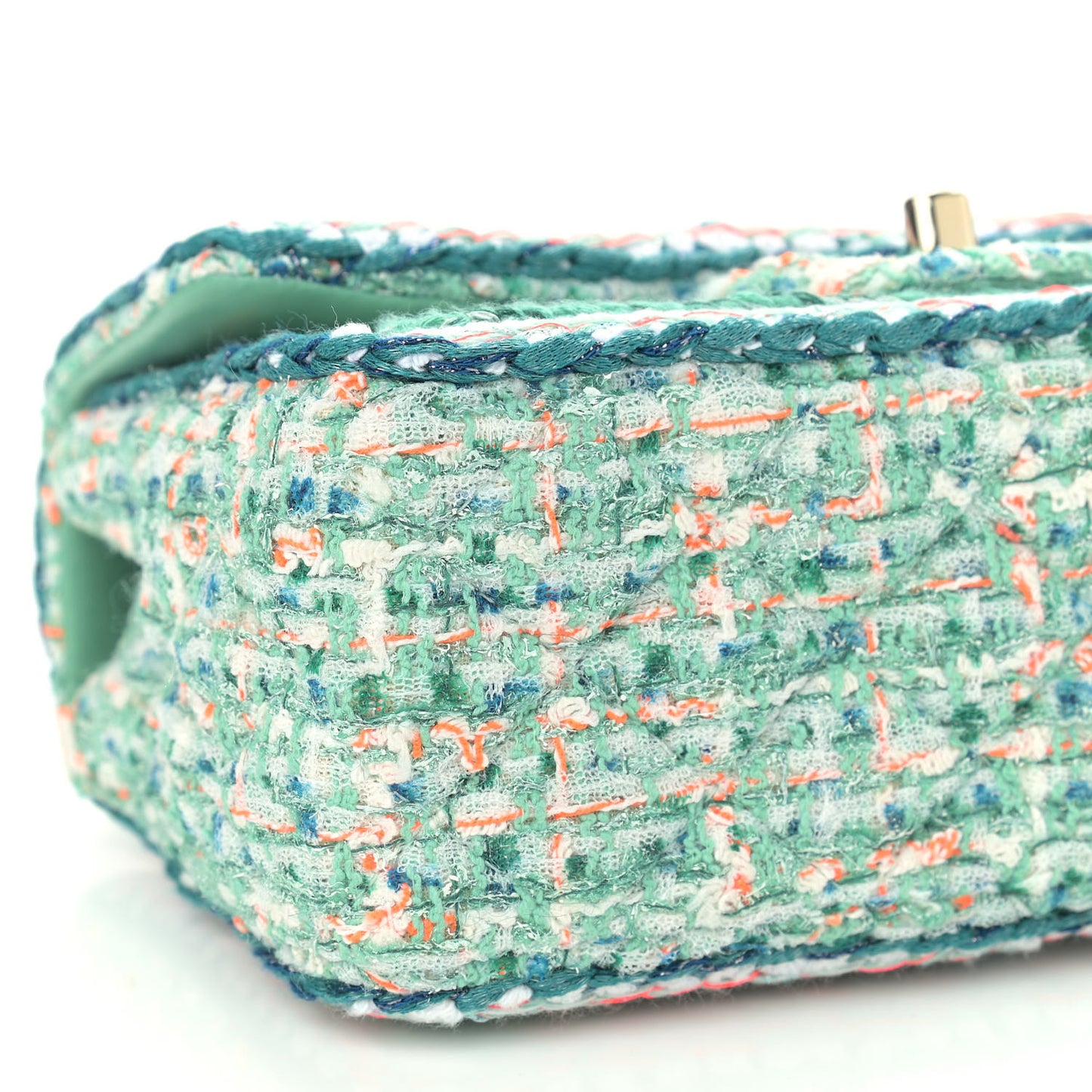 Tweed Quilted Mini Rectangular Flap Green White Blue Orange