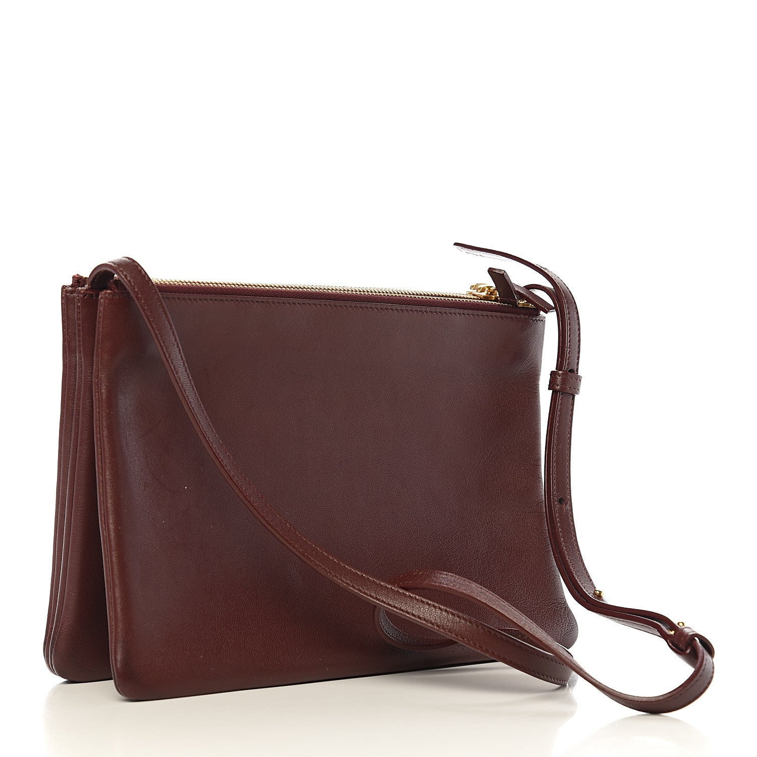 Celine Lambskin Large Trio Crossbody Bag Burgundy 2 of 9