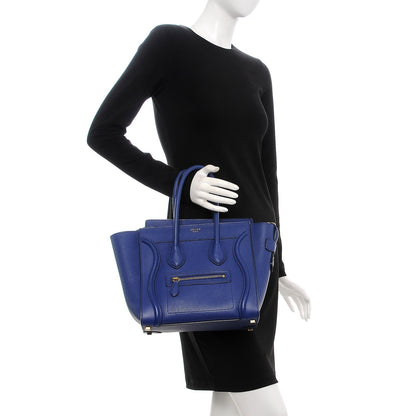 Celine Drummed Calfskin Micro Luggage Indigo 2 of 11