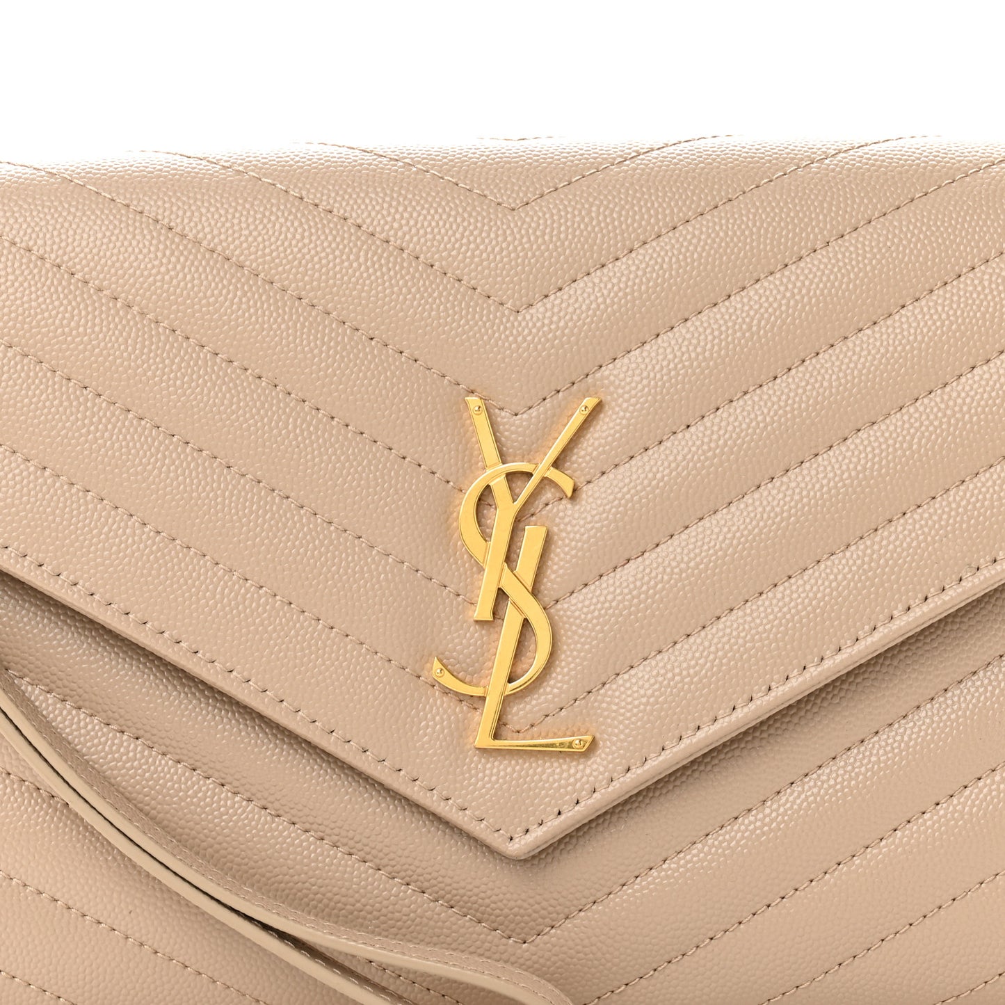 Grain De Poudre Matelasse Chevron Monogram Envelope Clutch Dark Beige
