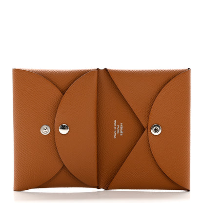 Hermes Epsom Calvi Duo Card Case Gold 4 of 6