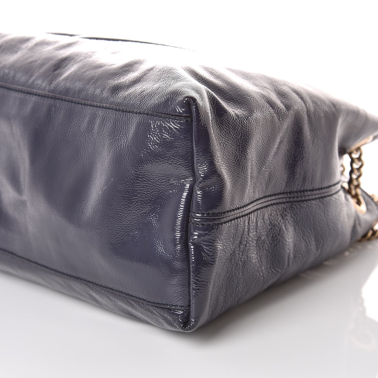 Patent Medium Soho Chain Shoulder Bag Uniform Blue