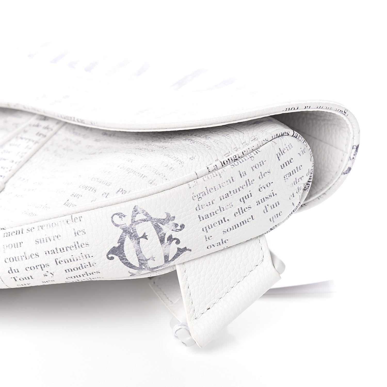 Christian Dior X DANIEL ARSHAM Grained Calfskin Newspaper Print Saddle Bag White 8 of 11