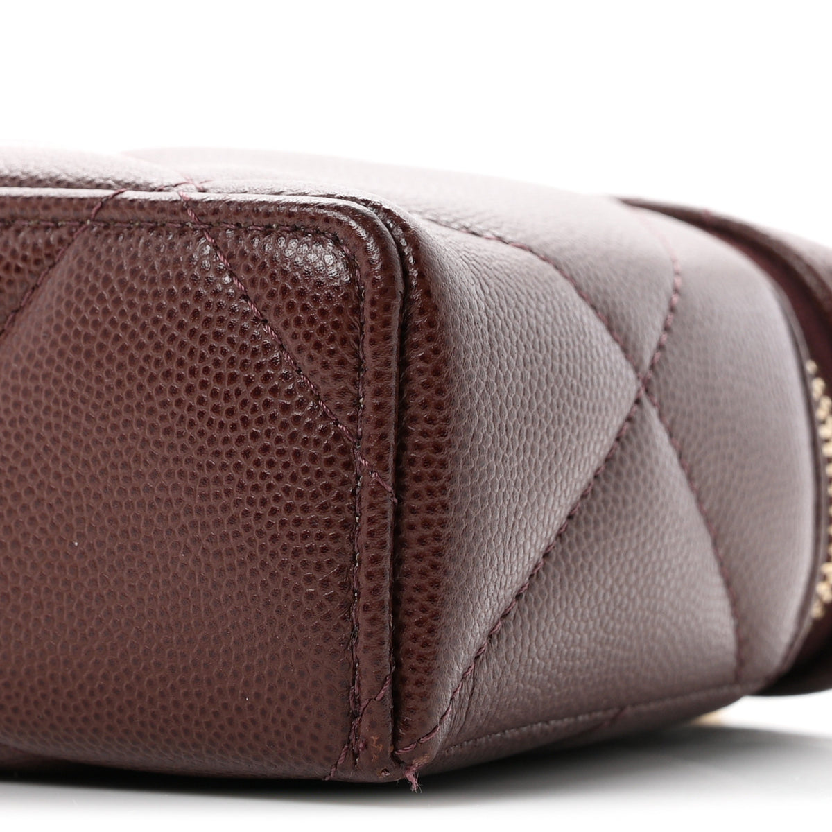 Caviar Quilted Top Handle Slim Vanity With Chain Dark Brown