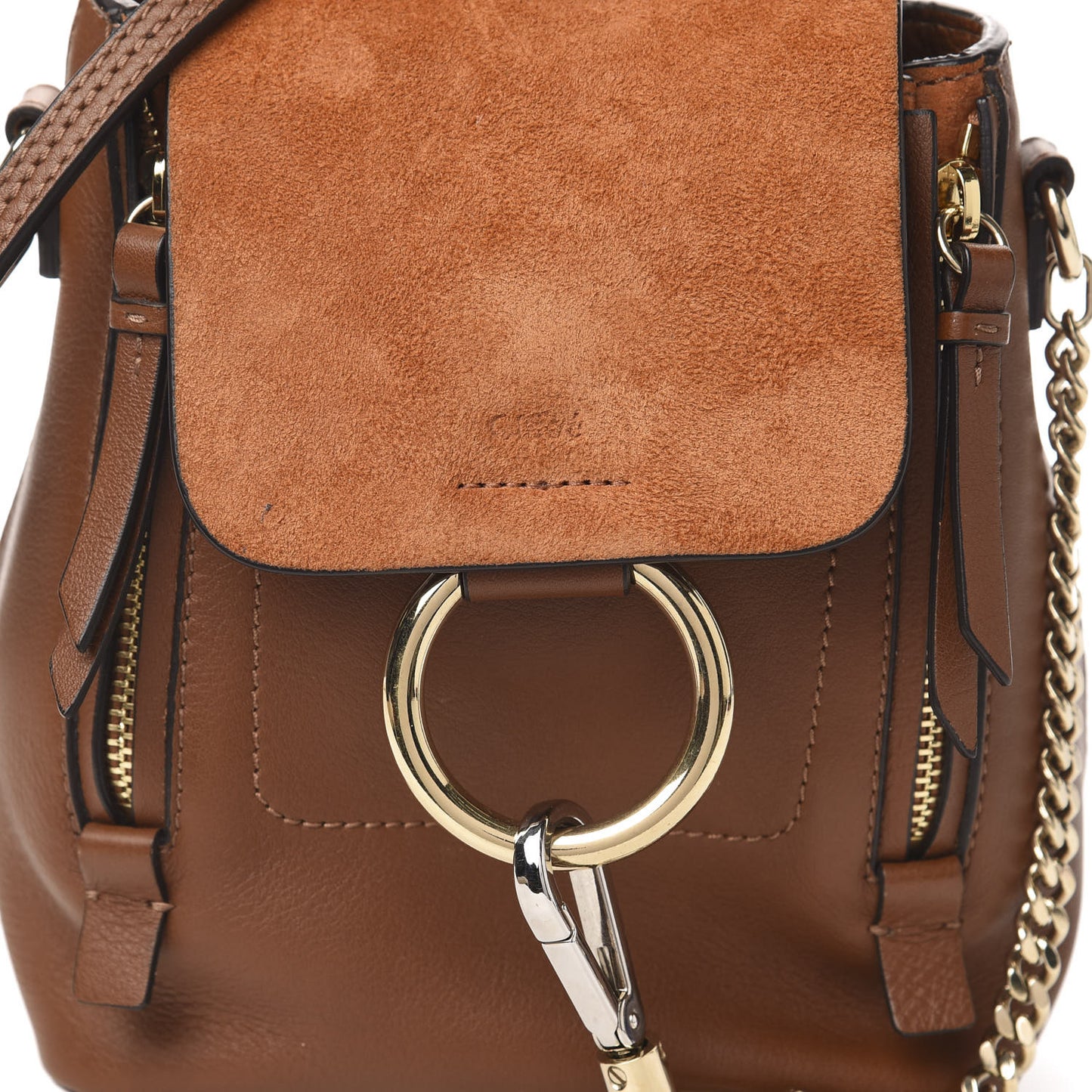 Suede Calfskin Mini Faye Backpack Tan