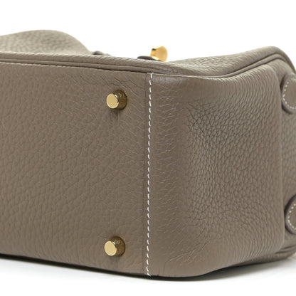 Hermes Taurillon Clemence Mini Lindy 20 Etoupe 9 of 12