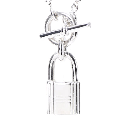 Hermes Sterling Silver Cadenas Kelly Lock Pendant Necklace 4 of 6