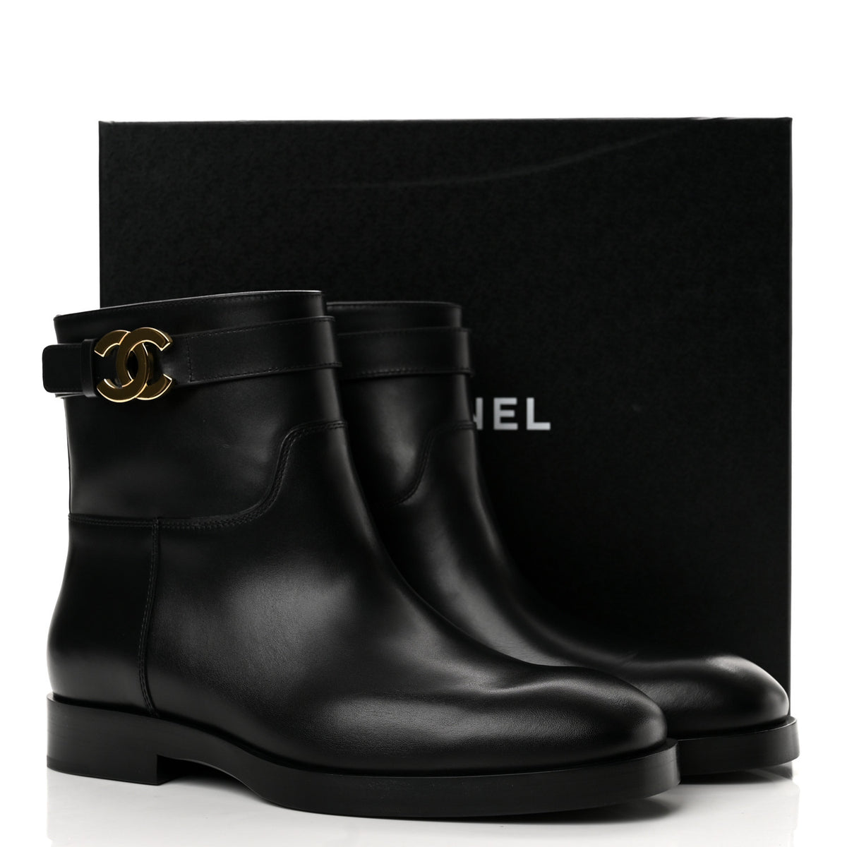 Chanel Calfskin CC Buckle Ankle Boots 41 Black 10 of 10