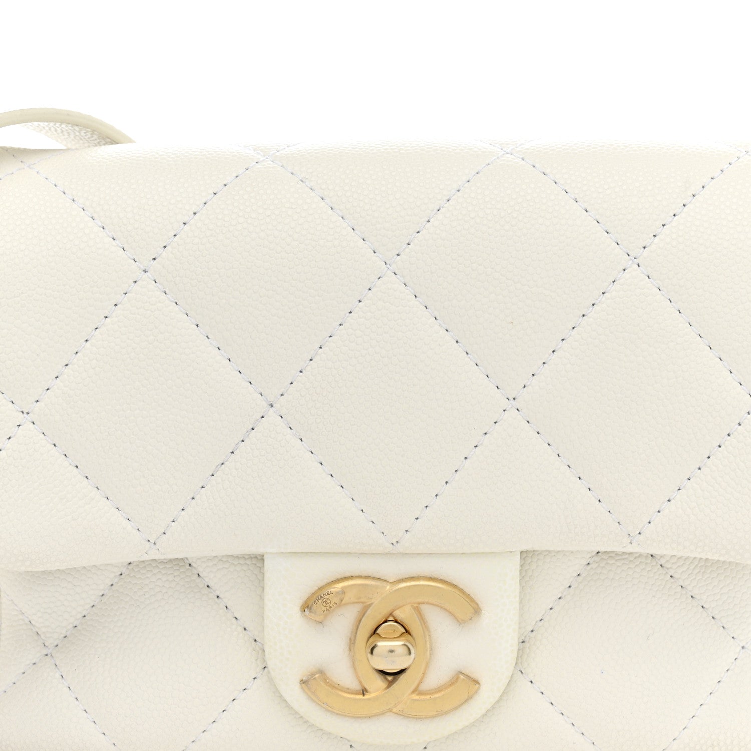 Chanel Caviar Quilted Mini Twist Your Buttons Flap  White 8 of 11